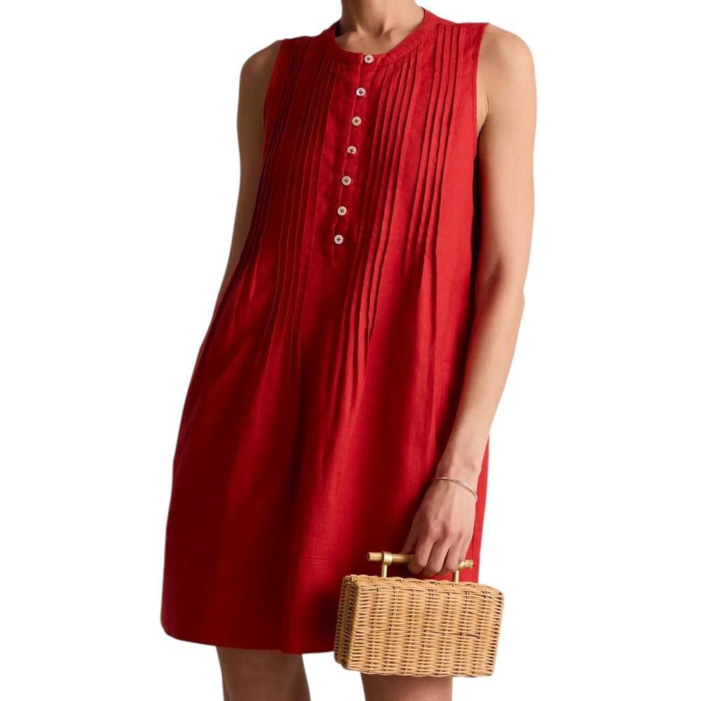 Quince Organic Cotton Swing Dress XS Hot Pink Coastal Gauze Beach Minimal Vacay